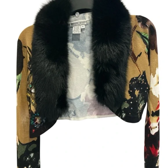 Alberto Makali Art-to wear floral beaded sequin sweater set - Picture 2 of 9